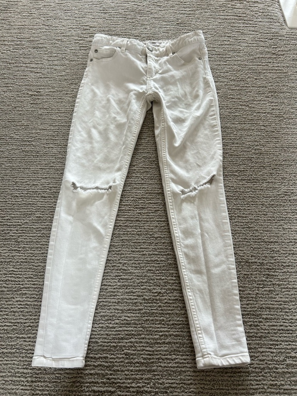 Free People White Distressed Skinny Jeans